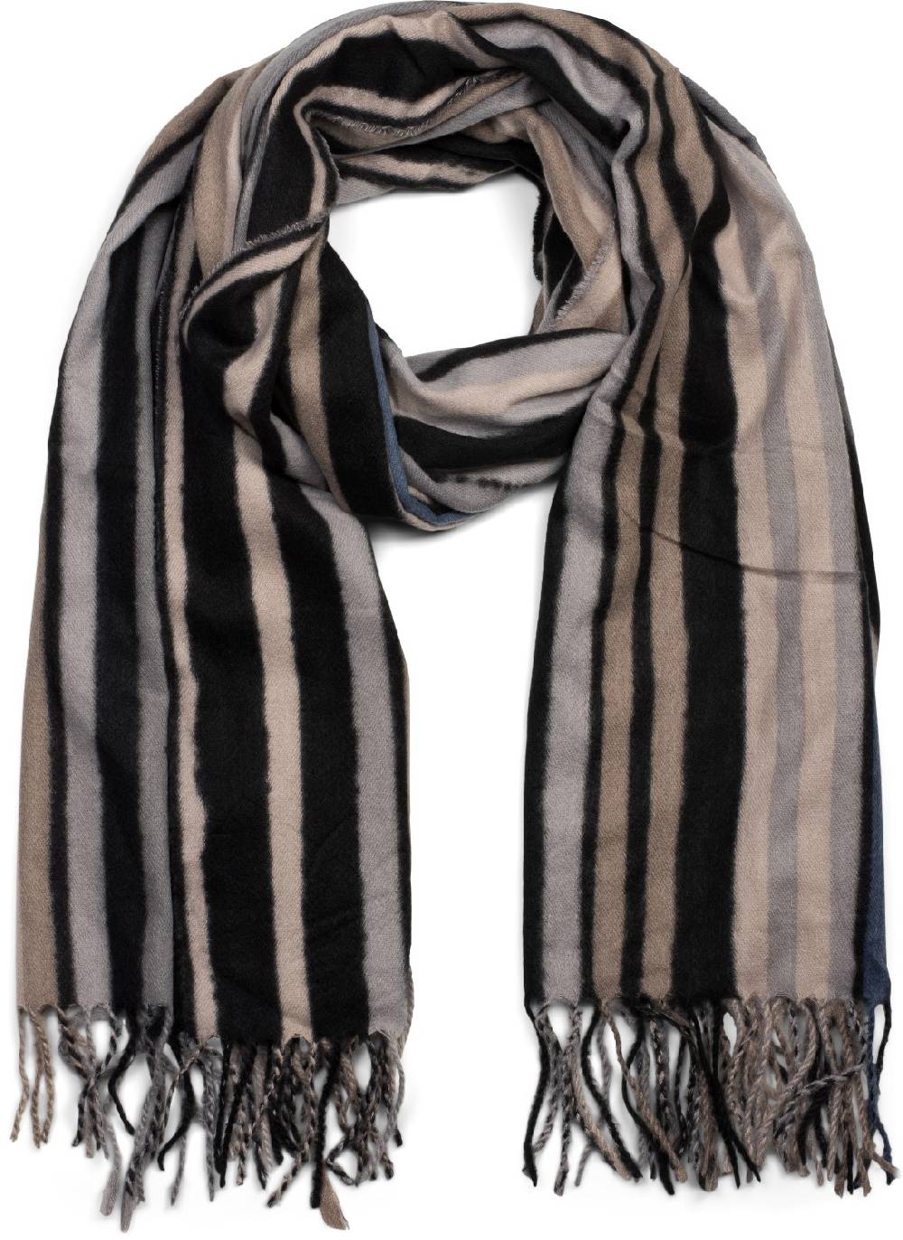 Stylebreaker Weicher Schal mit Streifen und Fransen