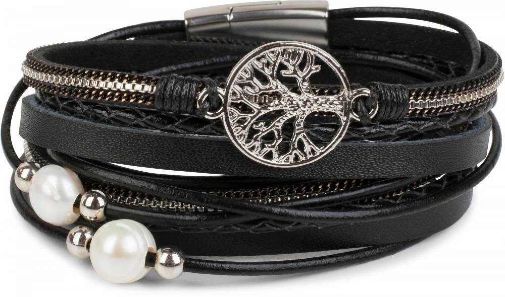 Stylebreaker Wickelarmband mit Perlen, Kette & Lebensbaum