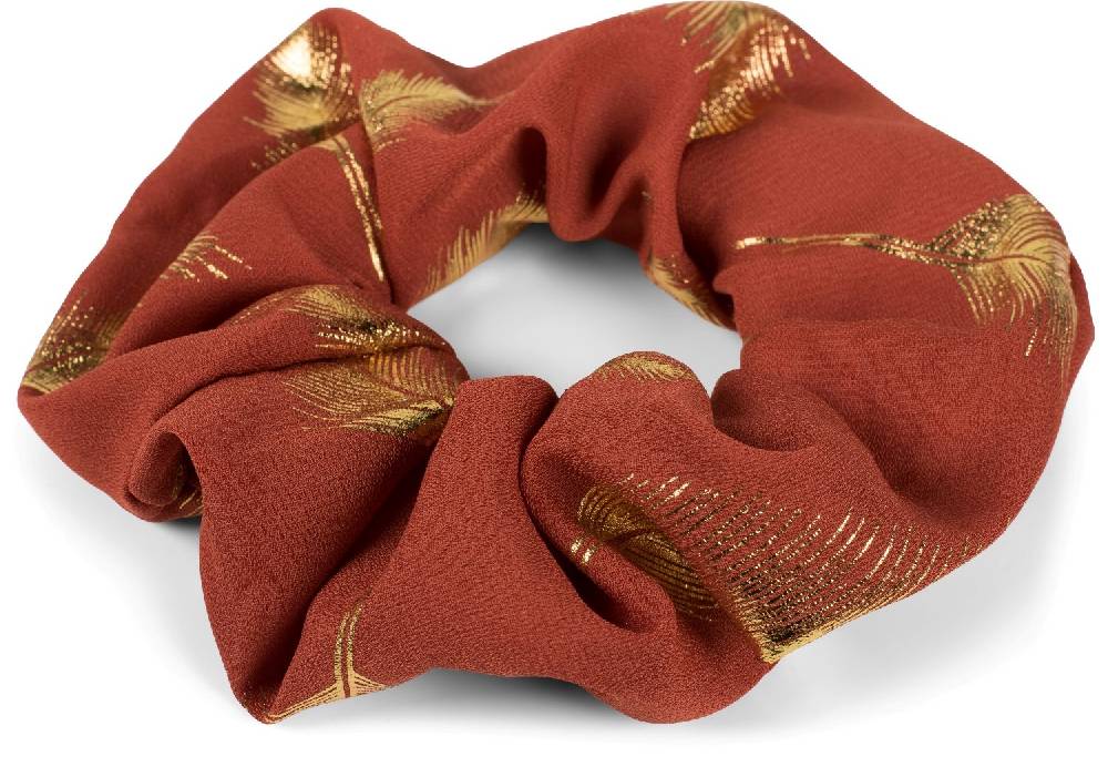 Stylebreaker XXL Scrunchie Haargummi Mit Metallic Federn