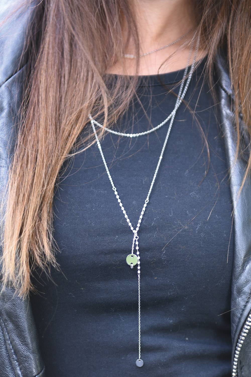 Stylebreaker Y Layer Halskette Mit Perlen Und Runden Plaketten