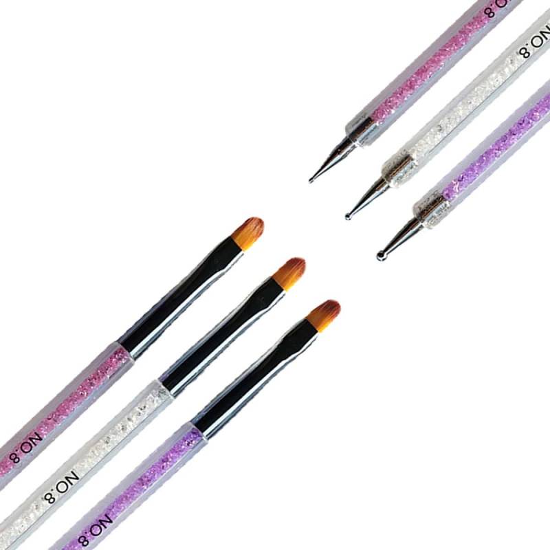 Sun Garden Nails 3 Tlg. Set Spot Swirl Dotting Tool & Gelpinsel Aus Rotmarderhaar - Rounded