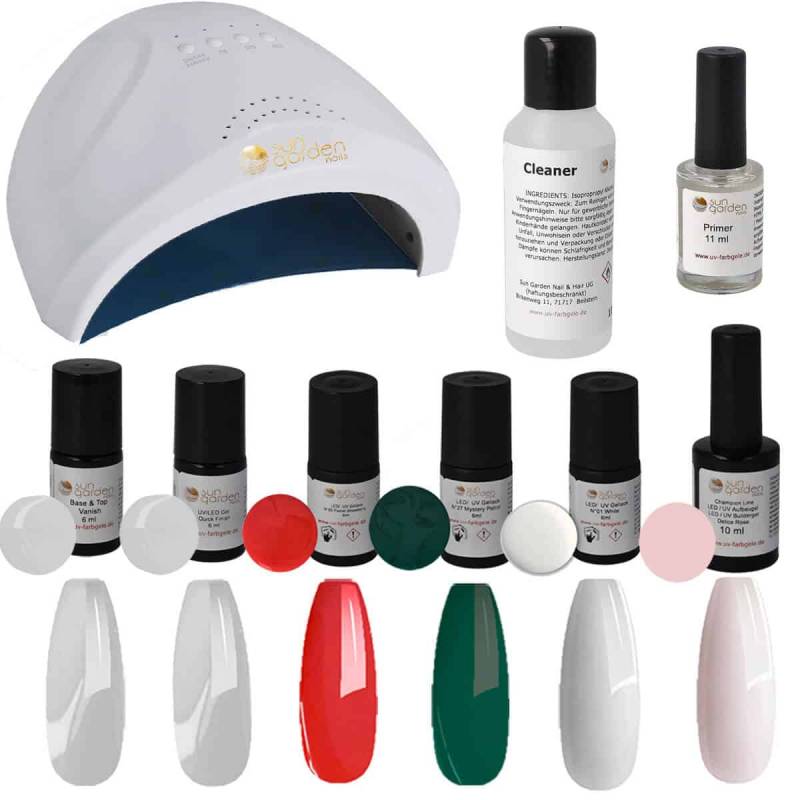 Sun Garden Nails UV Nagellack Gel - SET 3 + UV Aufbaugel Delice Rose