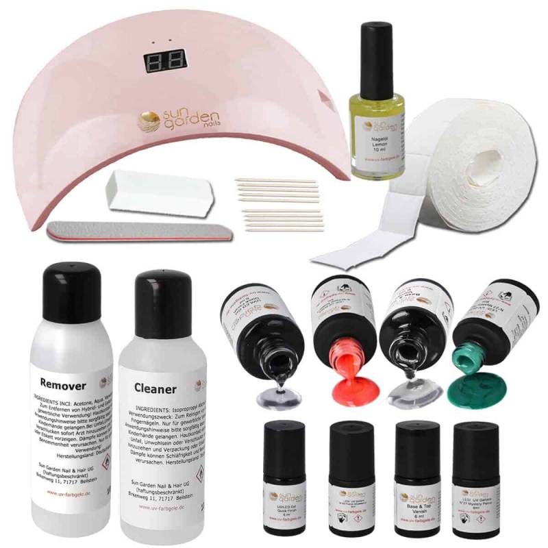 Sun Garden Nails UV Nagellack Gel Set + UV GERÄT Sun9s - Rosa