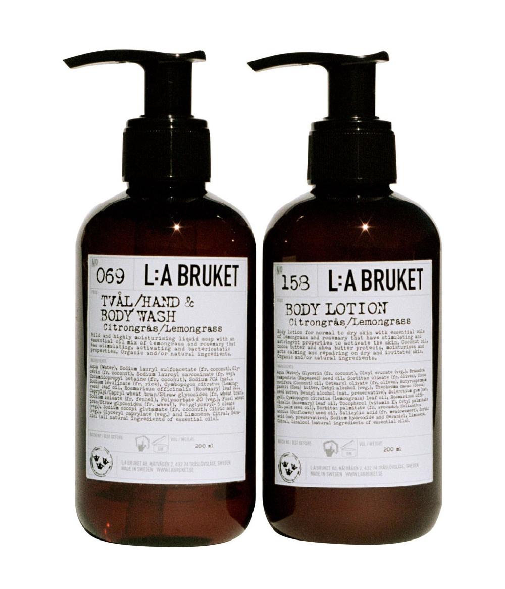 L:A Bruket Duo Kit Liquid Soap/Body Lotion Lemongrass