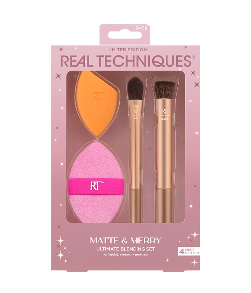 Real Techniques Matte + Merry Set Brush + Sponge + Puff Set