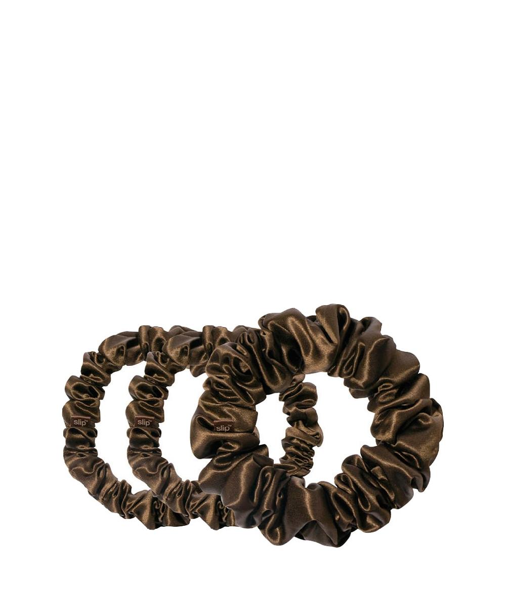 Slip Pure Silk Back To Basics Assorted Scrunchies Dark Brown