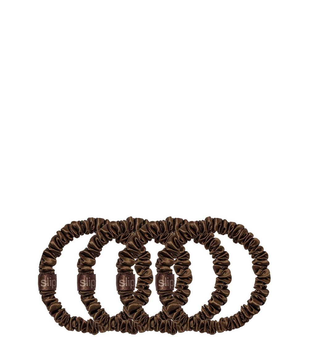 Slip Pure Silk Back To Basics Skinny Scrunchies Dark Brown