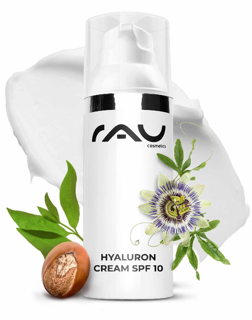 Rau Cosmetics Hyaluron Cream SPF10 50 ml Gesichtscreme mit UV-Schutz für trockene Haut