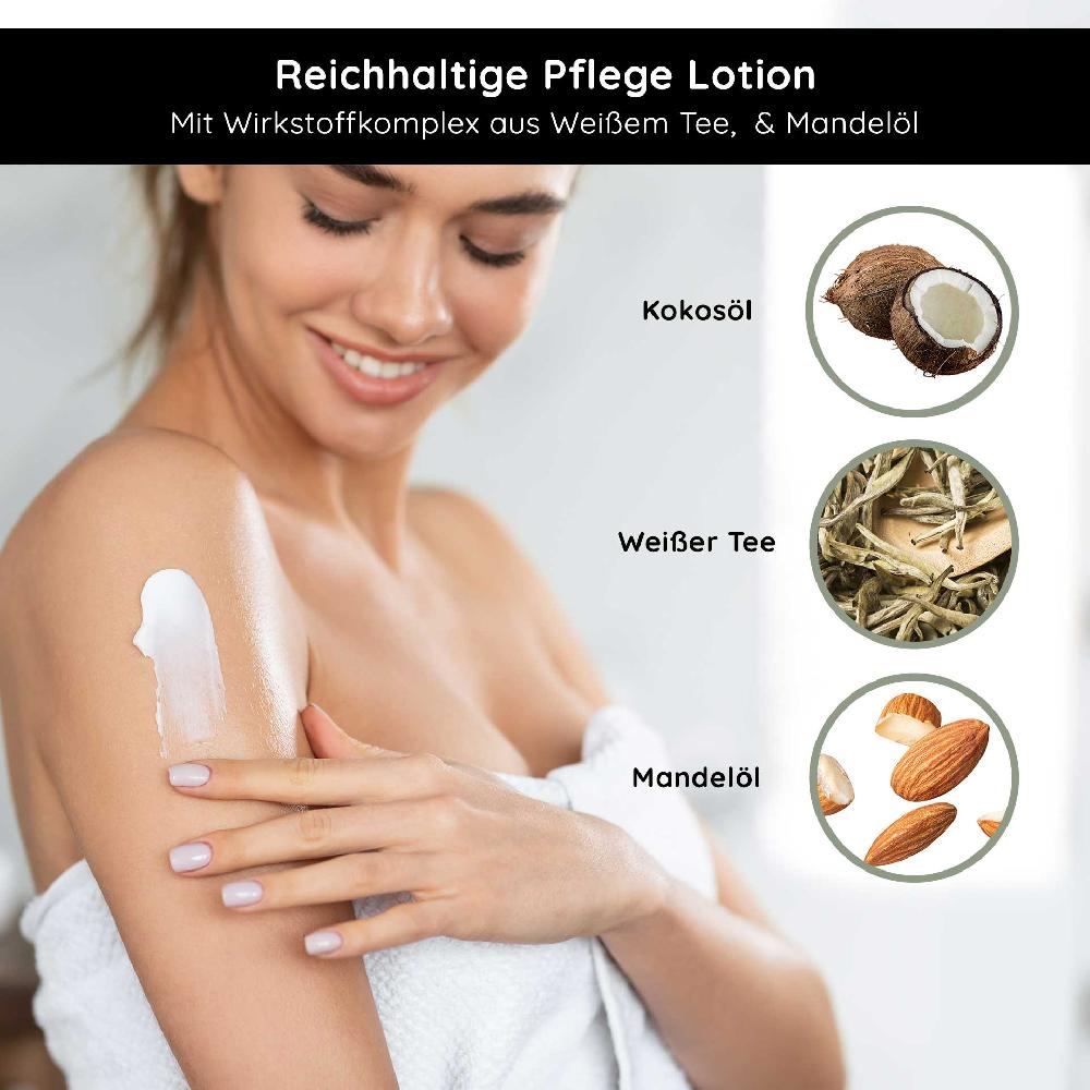 Rau Cosmetics White Tea Bodylotion Für Trockene Haut 500 Ml Mit Hyaluron Weißer Tee Urea