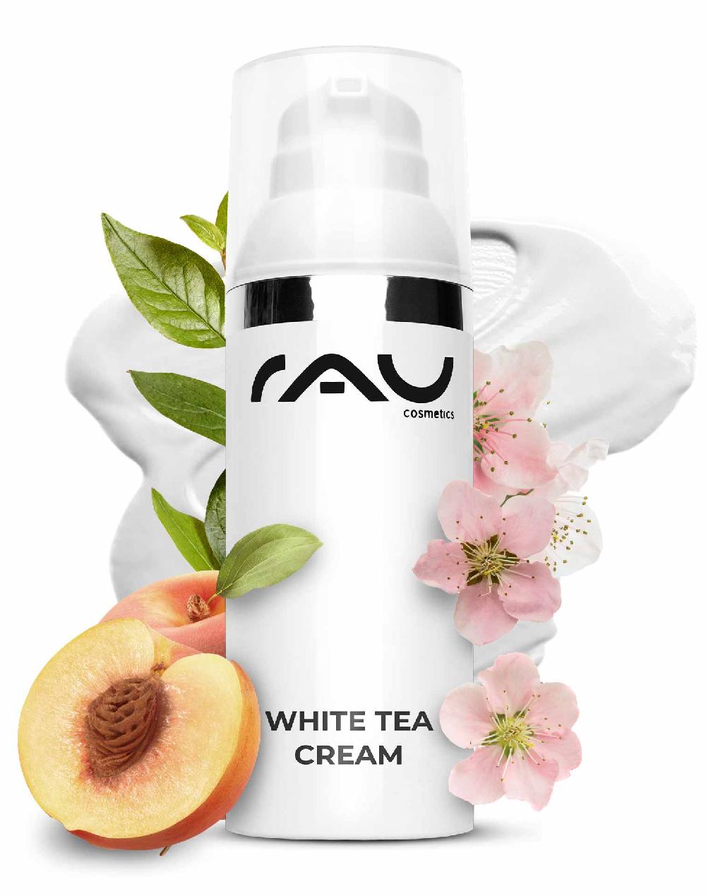 Rau Cosmetics White Tea Cream 50 ml Anti Aging 24h Creme für trockene und unreine Haut