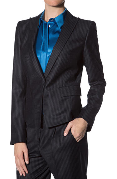 JOOP Blazer Schurwolle dunklelblau-weiß gestreift