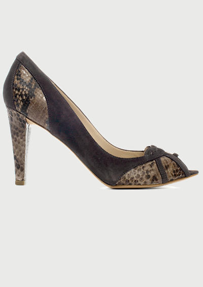 JOOP Pumps Veloursleder-Schlangenimitat baun