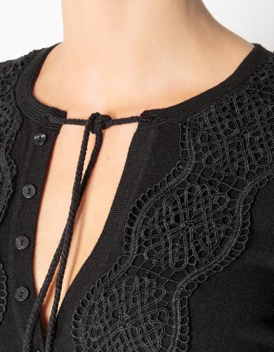 KOOKAI Pullover Mit Spitzenbesatz