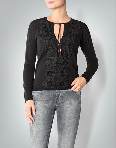 KOOKAI Pullover mit Spitzenbesatz