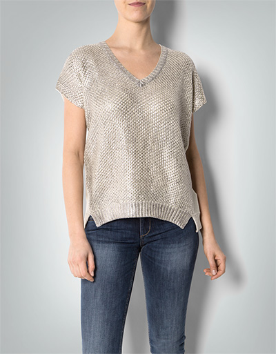 Tommy Hilfiger Kurzarm-Pullover mit Metallic-Effekt