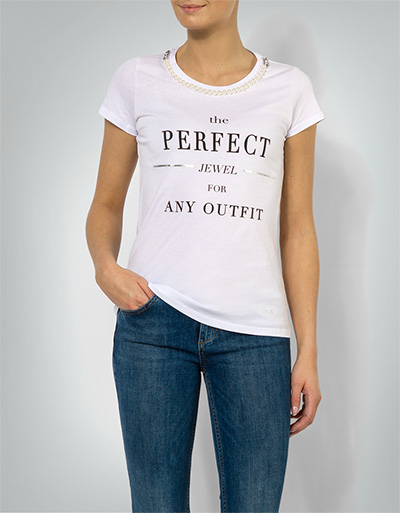 LIU JO T-Shirt mit Perlen und Kristallsteinen