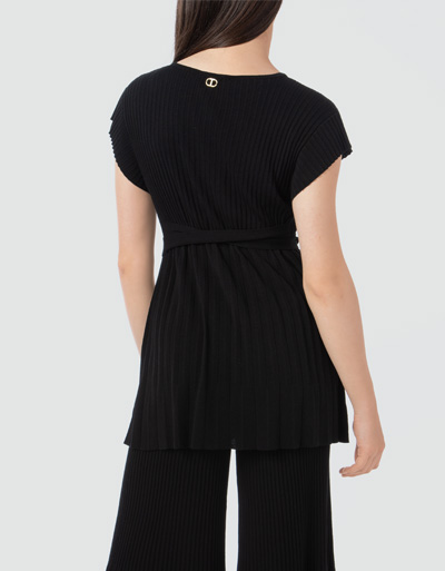 TWIN-SET Plissiertes Blusenshirt In Strick-Qualität