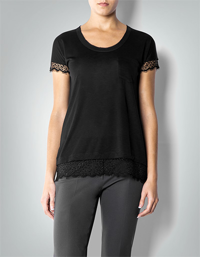 RENÉ LEZARD T-Shirt mit Spitzenbesatz