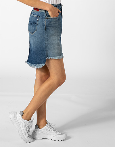 Replay Jeansrock Mit Fransensaum