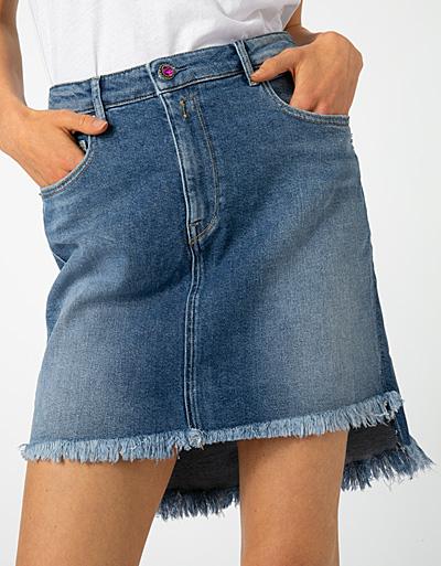 Replay Jeansrock Mit Fransensaum