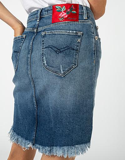 Replay Jeansrock Mit Fransensaum