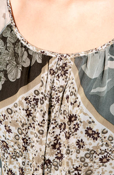 Replay Kleid Seide Olive Gemustert