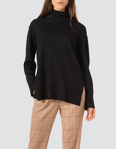 TWIN-SET Rollkragenpullover mit Glitzersteinchen-Verzierung