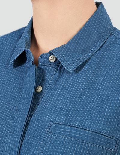 Barbour Shirtkleid In Denim-Optik Mit Feinen Streifen