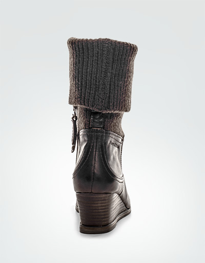 Marc O'Polo Stiefelette Nappaleder-Strick Dunkelbraun