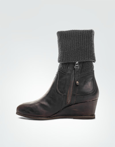 Marc O'Polo Stiefelette Nappaleder-Strick Dunkelbraun
