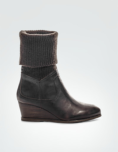 Marc O'Polo Stiefelette Nappaleder-Strick dunkelbraun