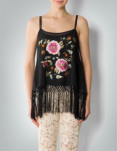 TWIN-SET Fransentop mit Floral-Stickerei