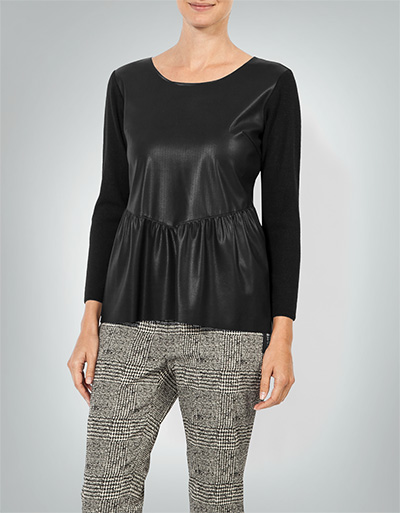 TWIN-SET Pullover mit Kunstleder-Einsatz