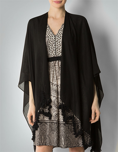 TWIN-SET Tuch-Cape mit aufwendiger Fransenborte