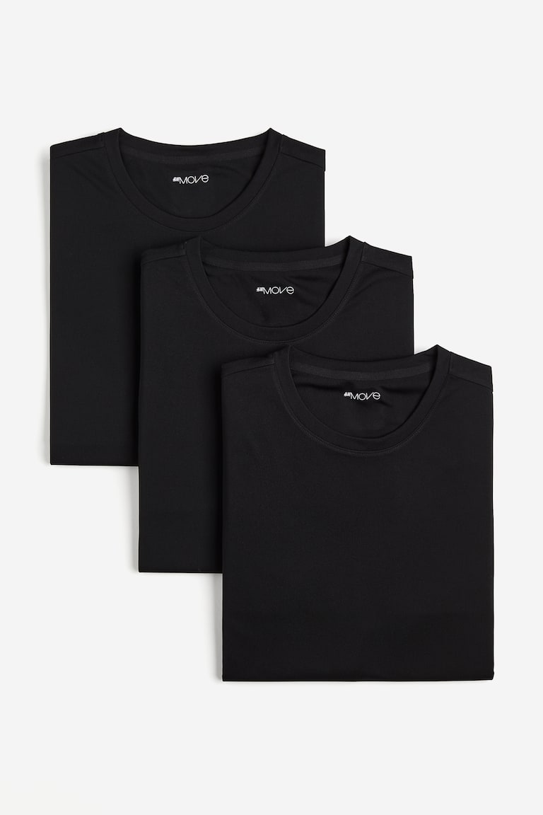 H&M 3er-Pack Sportshirts mit DryMove™ in Regular Fit