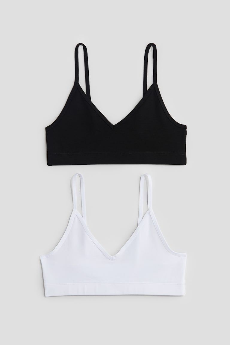 H&M 2er-Pack Croptops mit V-Ausschnitt