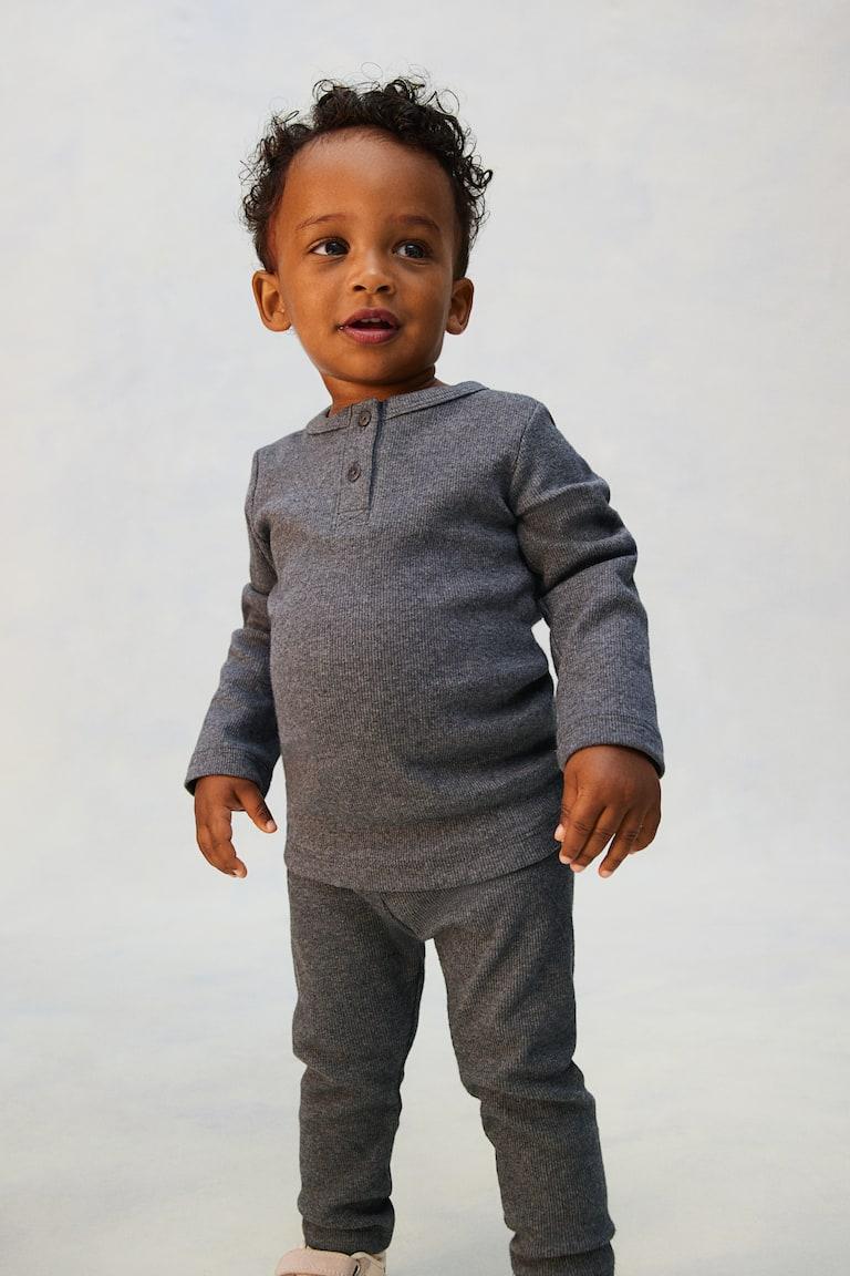 H&M 2er-Pack Gerippte Baumwoll-Leggings