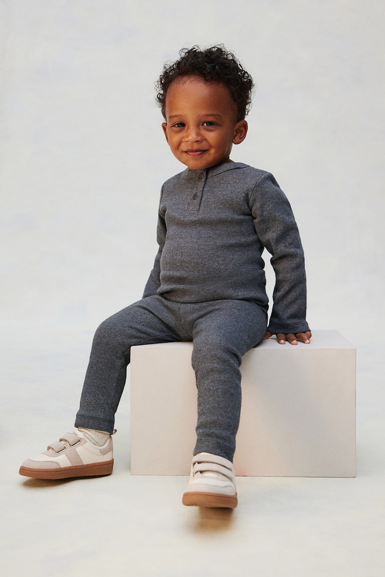 H&M 2er-Pack Gerippte Baumwoll-Leggings