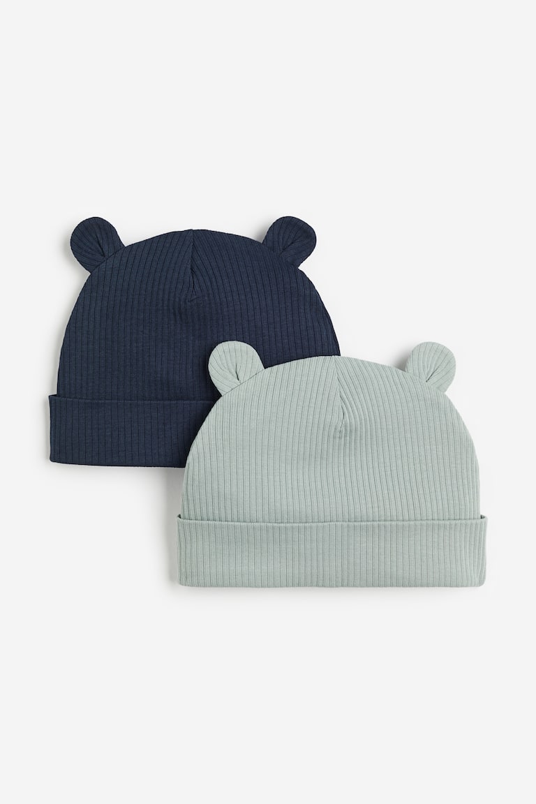 H&M 2er-Pack Gerippte Beanies mit Ohren