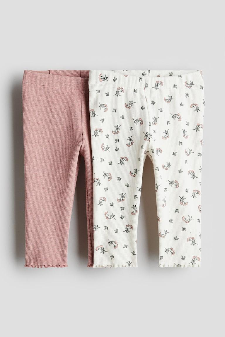 H&M 2er-Pack Gerippte Leggings aus Baumwolle