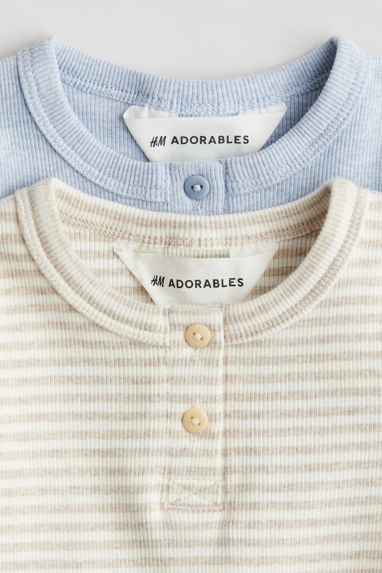 H&M 2er-Pack Henleyshirts Aus Baumwolle