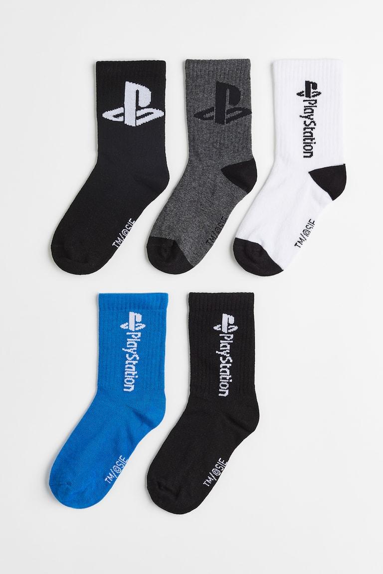 H&M 5er-Pack Socken mit Intarsienmotiv