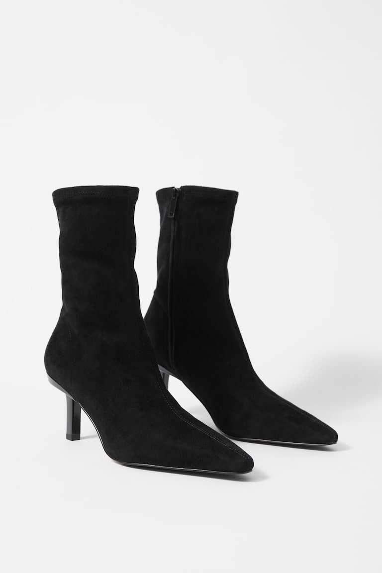 H&M Ankle Boots Aus Leder Mit Stretch-Anteil