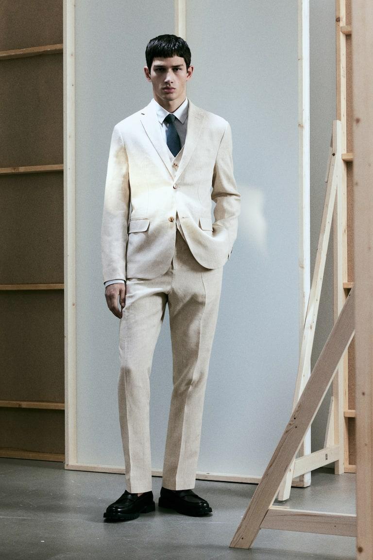 H&M Anzugweste Aus Leinen In Slim Fit