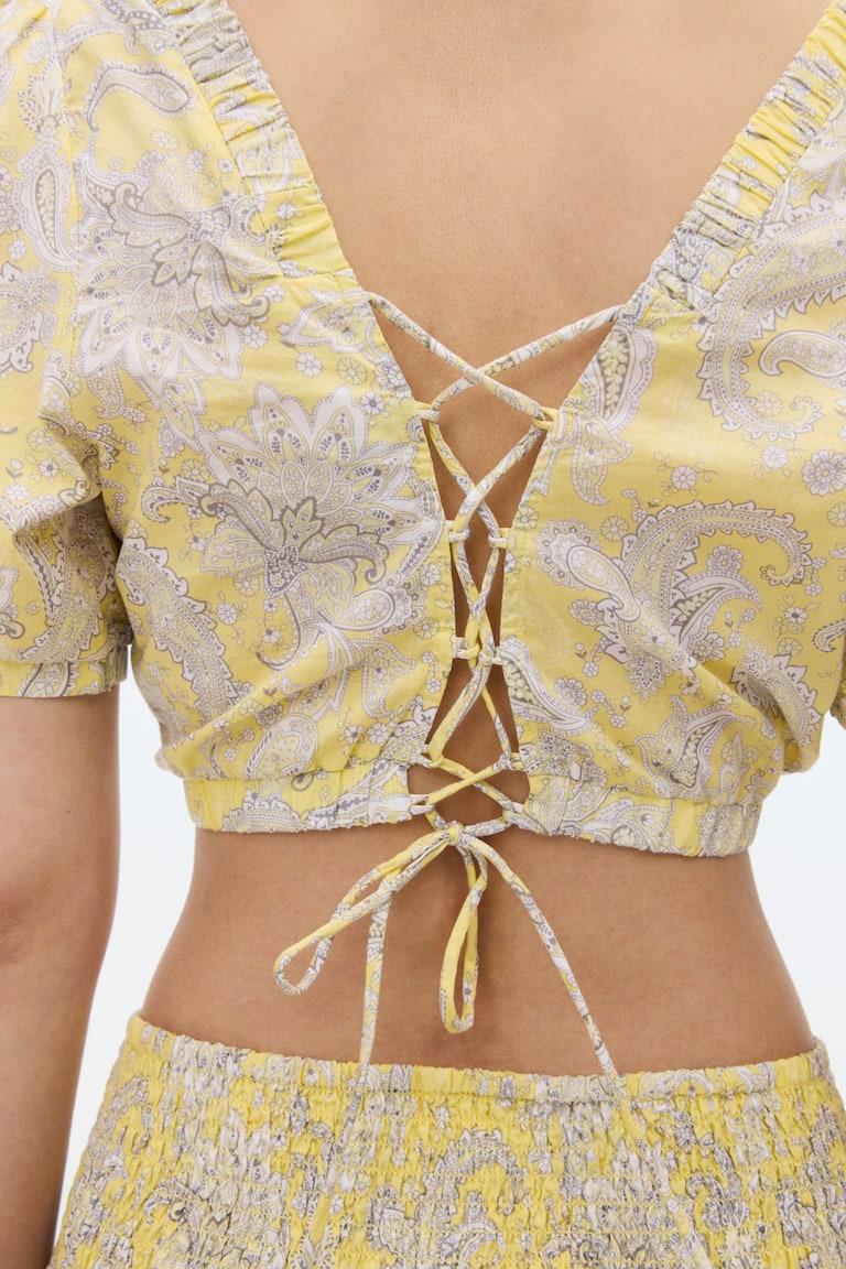 H&M Baumwollbluse Mit Spitze