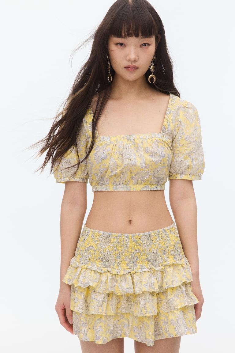 H&M Baumwollbluse Mit Spitze