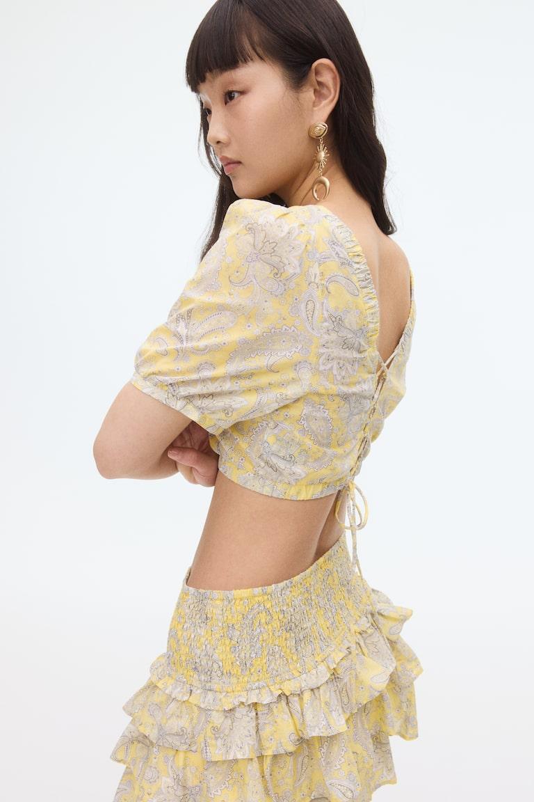 H&M Baumwollbluse Mit Spitze