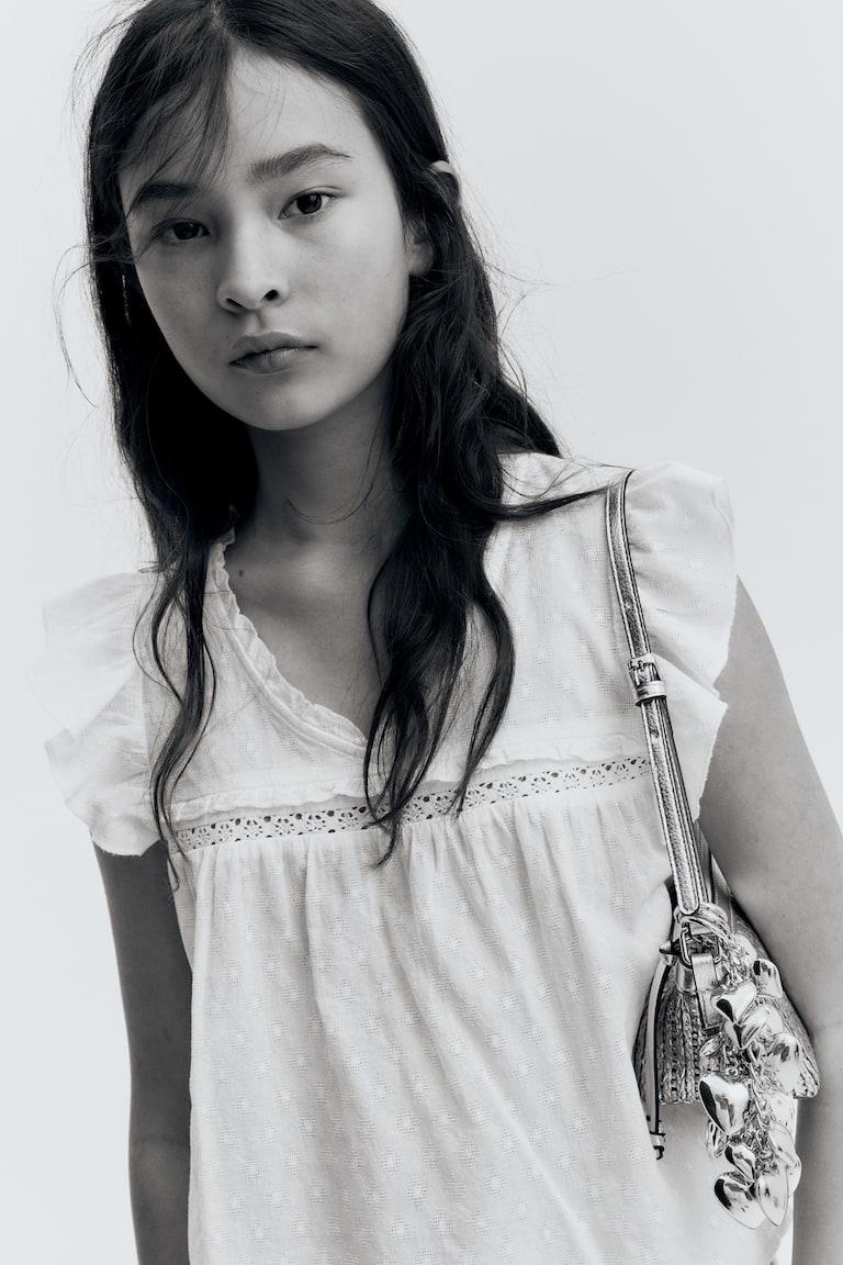 H&M Baumwollbluse Mit Volants