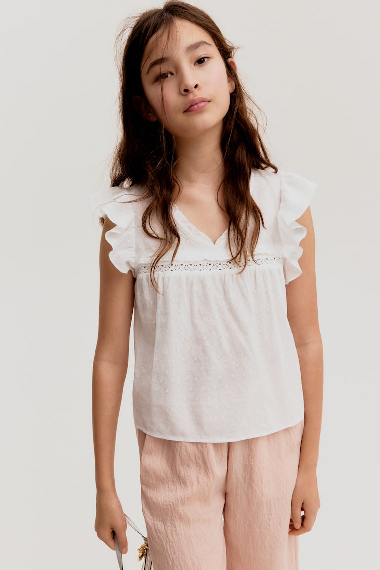 H&M Baumwollbluse mit Volants