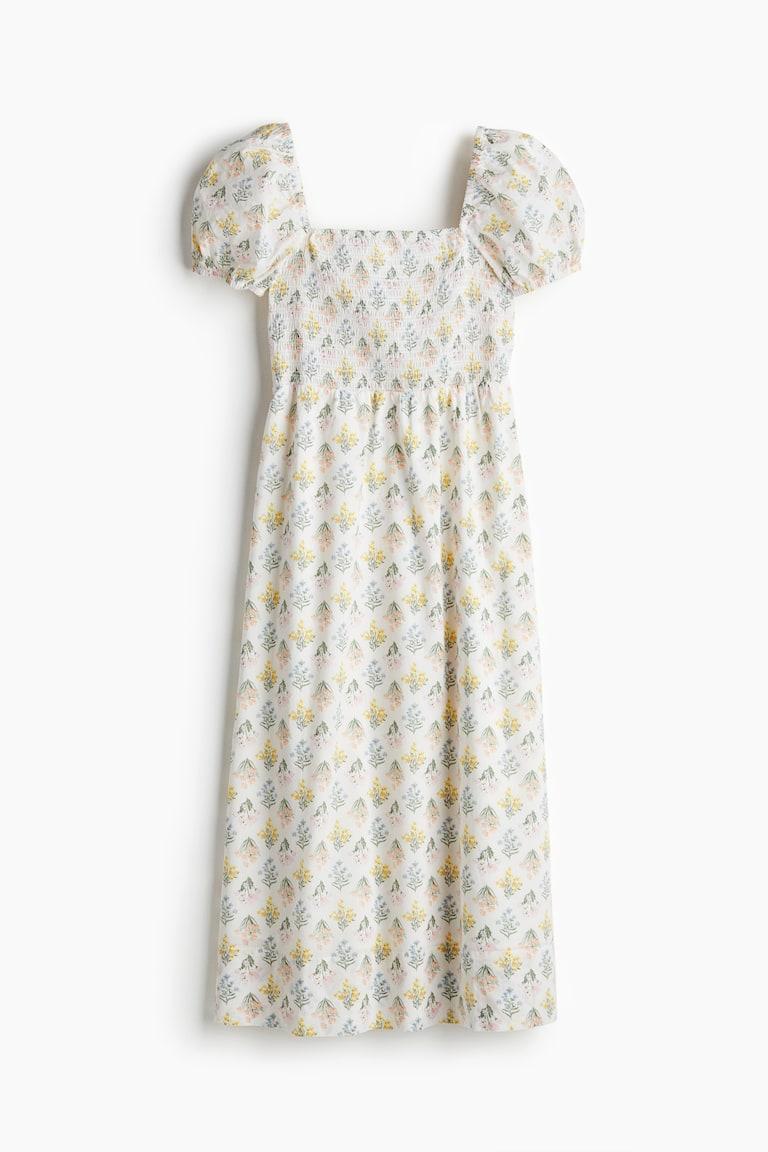 H&M Baumwollkleid Mit Puffärmeln